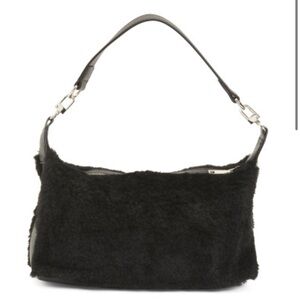 8 Other Reasons Black Faux Shearling Shoulder Bag